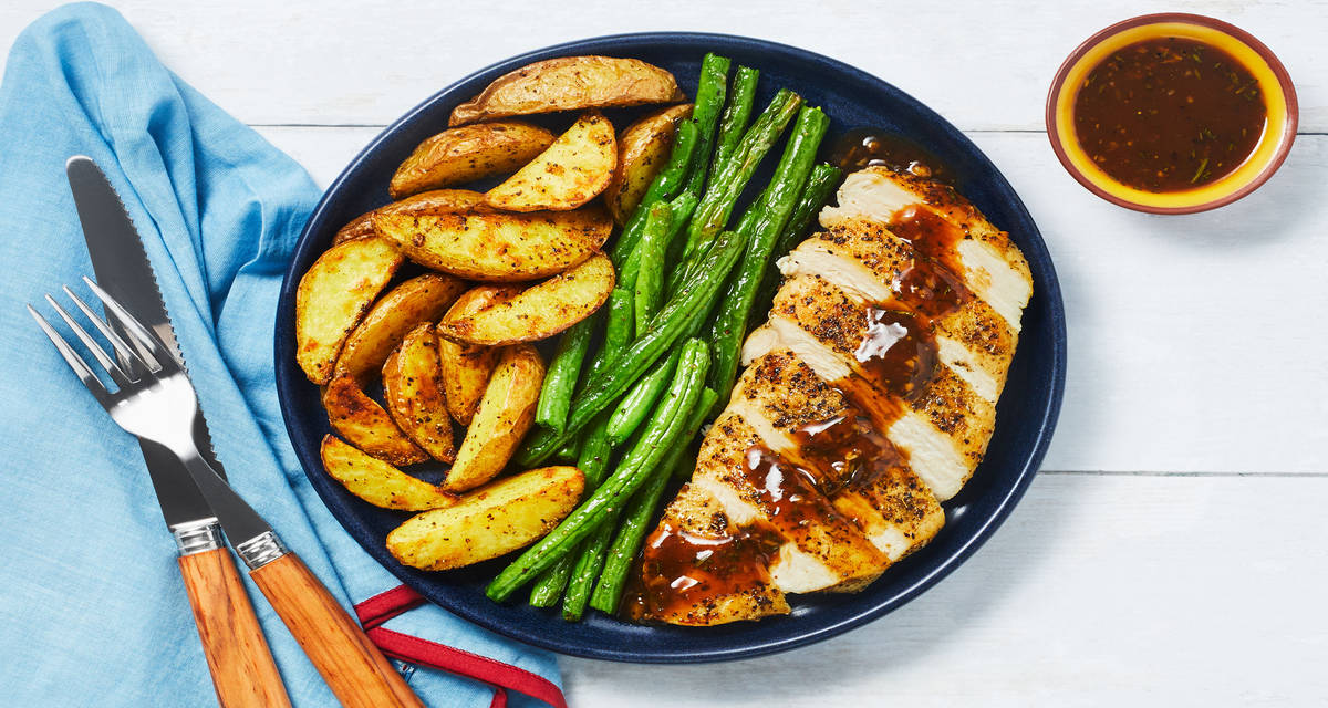 Bravo Balsamic Steak with Roasted Green Beans & Herby Potatoes