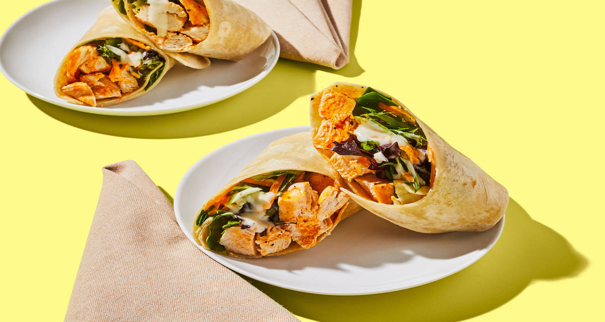 Buffalo Chicken Ranch Wraps with Mixed Greens & Cheddar Cheese
