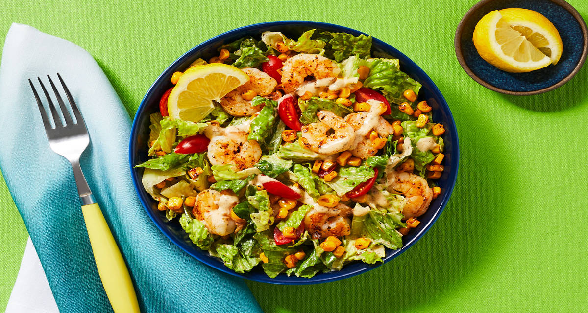 Cajun Shrimp Chopped Salad with Charred Corn and Tomatoes