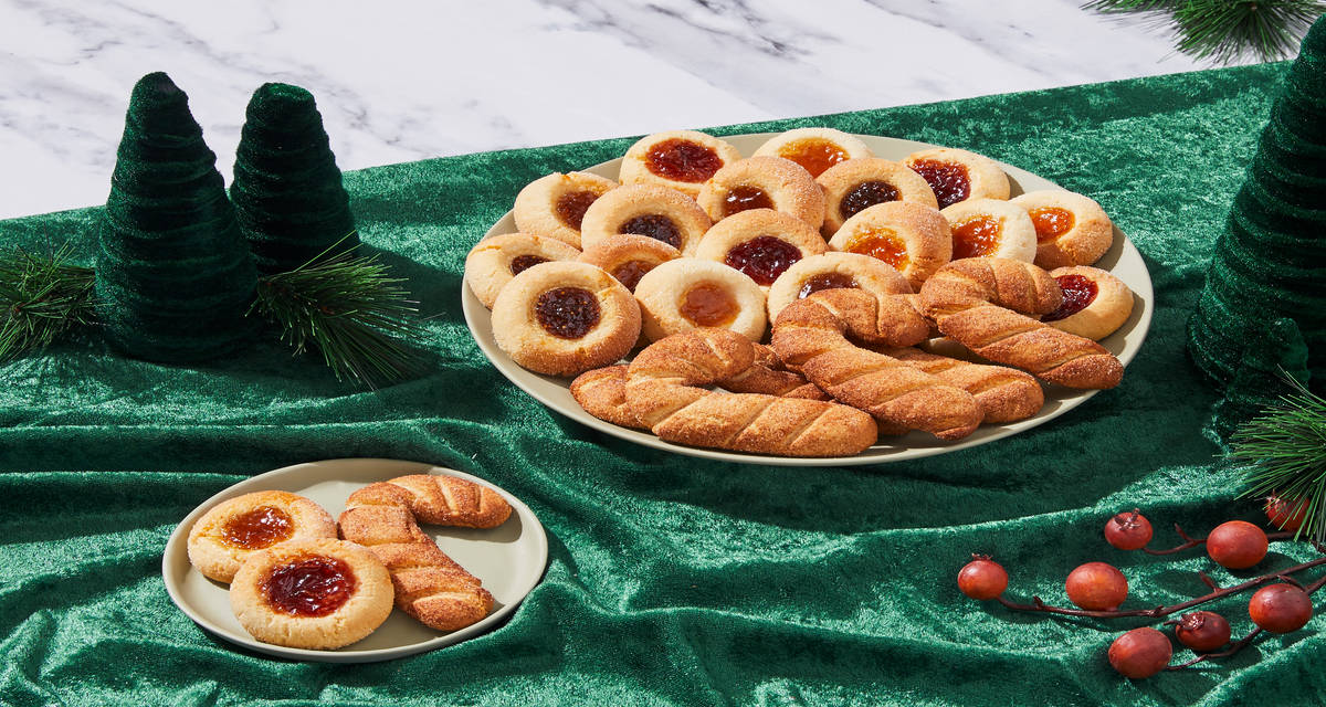 Candy Cane & Thumbprint Cookies with Fig Jam, Apricot Jam & Cherry Jam | 20 servings