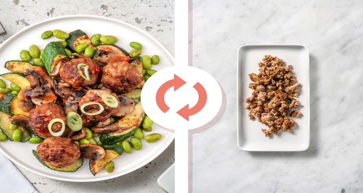 Carb Smart Turkey 'Wonton' Meatballs with Stir-Fried Veggies-image