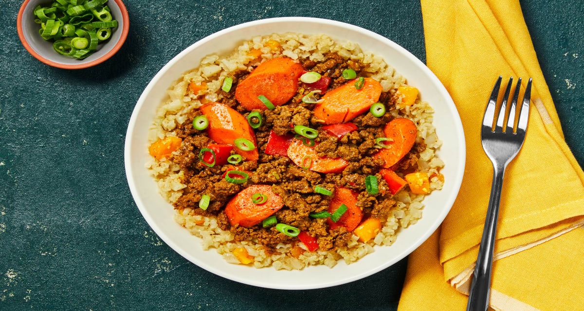 Caribbean-Style Curry Beef Bowls over Mango Cauliflower Rice-image