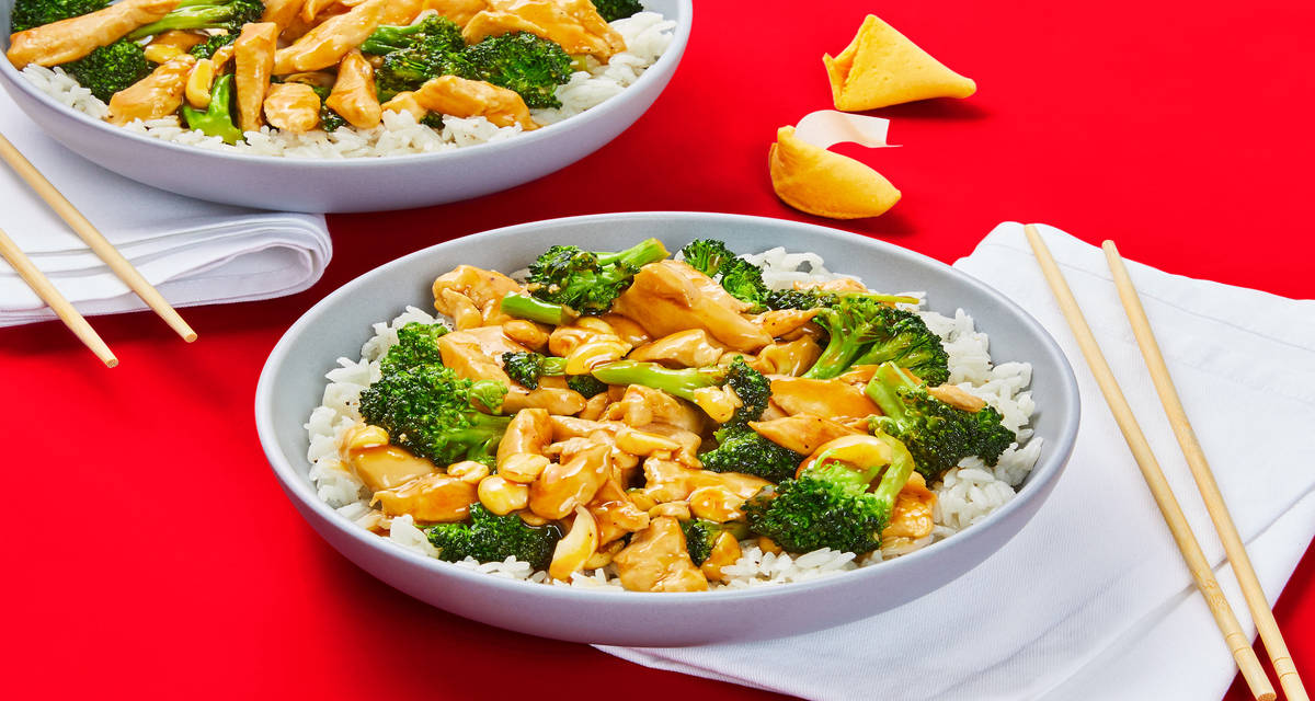 Cashew Chicken Stir-Fry with Broccoli over Jasmine Rice