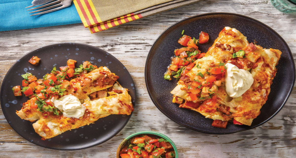 Cheesy Bacon and Black Bean Enchiladas Recipe | HelloFresh