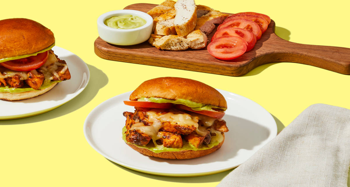 Cheesy Chicken & Guac Sandos with Tomato & Monterey Jack