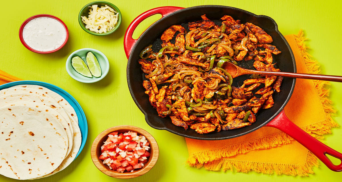 Cheesy Chicken & Pepper Fajitas with Pico de Gallo & Lime Crema