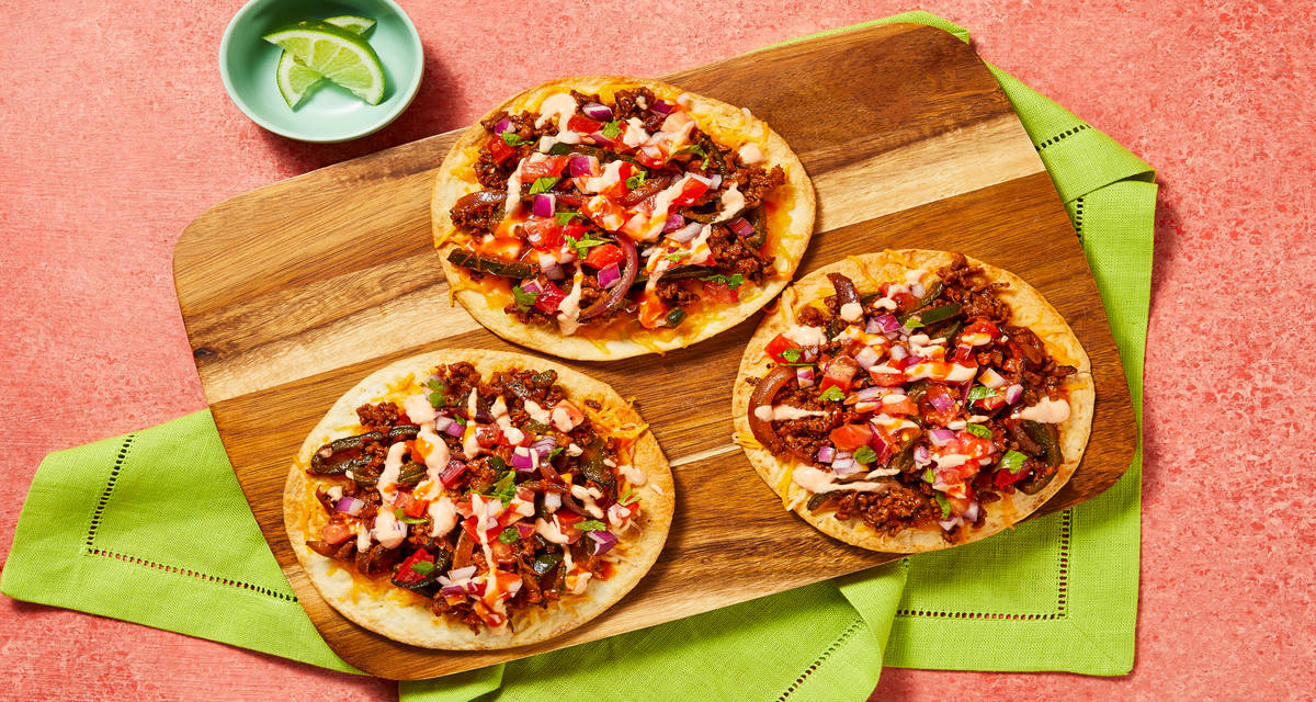 Cheesy Plant-Based Protein Tostadas Protein that tastes like meat (without the meat)
