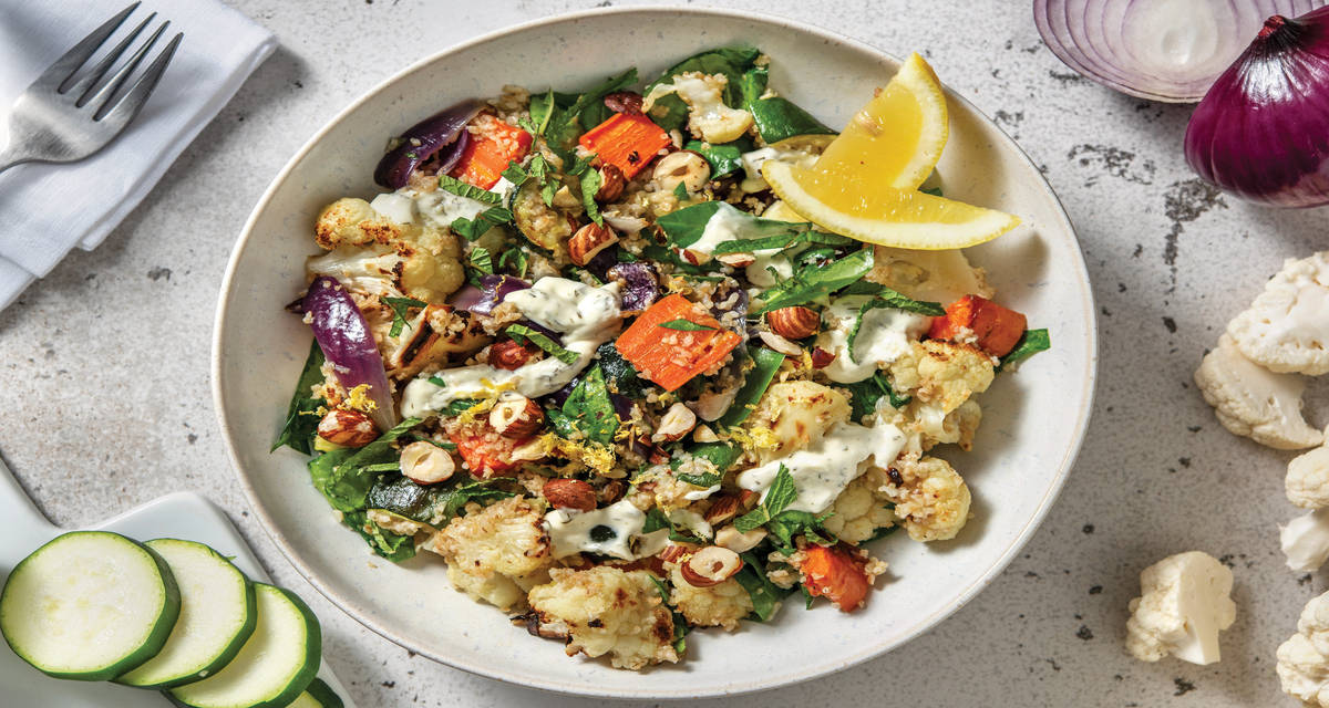 Chermoula Cauliflower & Bulgur Wheat with Dill & Parsley Mayo & Lemon