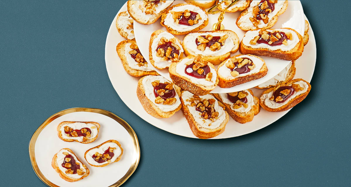 Cherry Ricotta Crostini with Walnuts