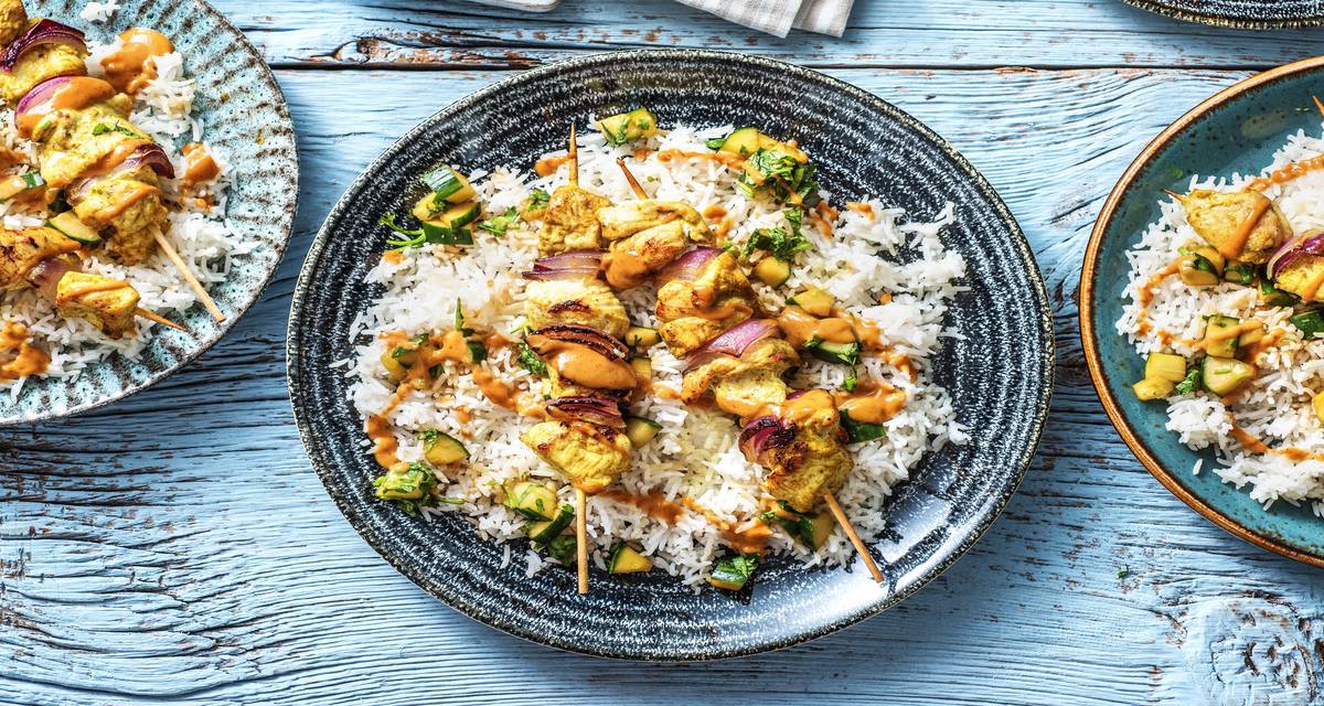 Chicken Kebabs with Rice Salad Recipe HelloFresh