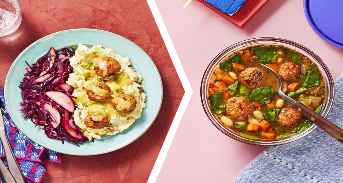 Chicken Sausage Meatball Dinner with Meatball Minestrone for Lunch-image