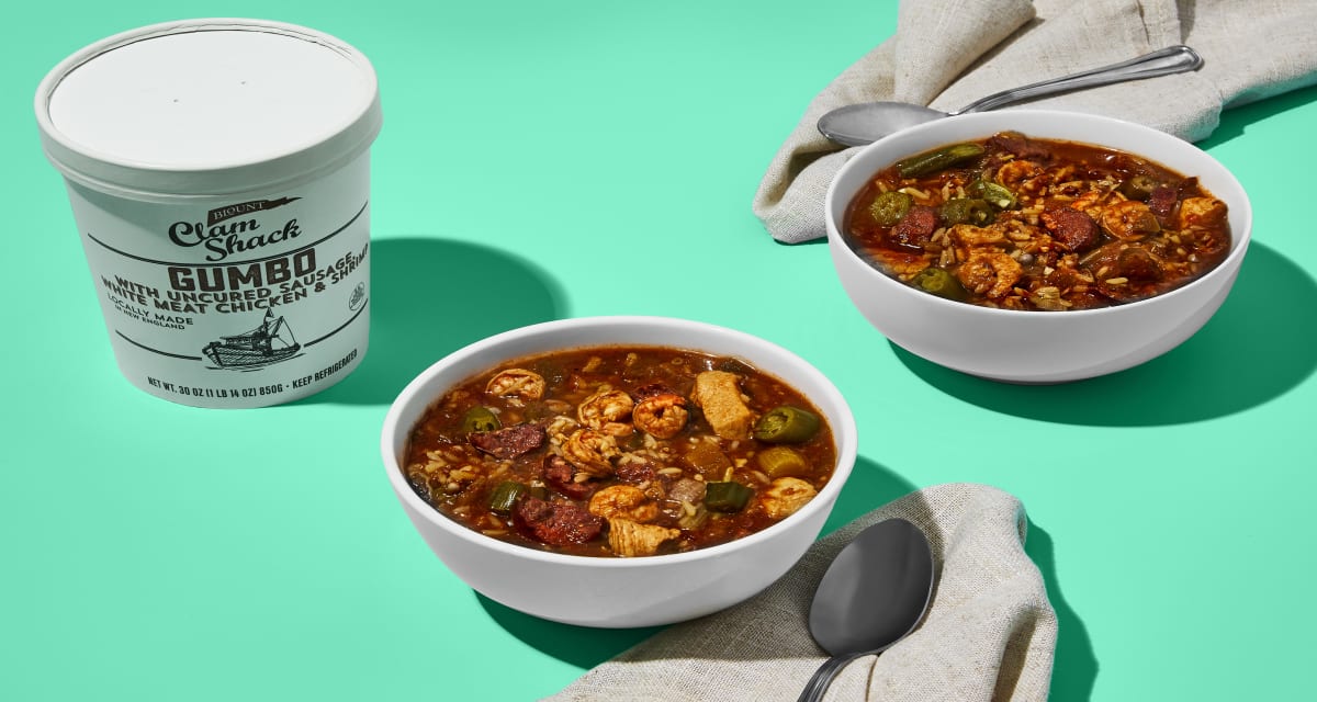 Chicken, Pork Sausage & Shrimp Gumbo Bayou in a bowl. | 30 oz (3 - 4 Servings)-image