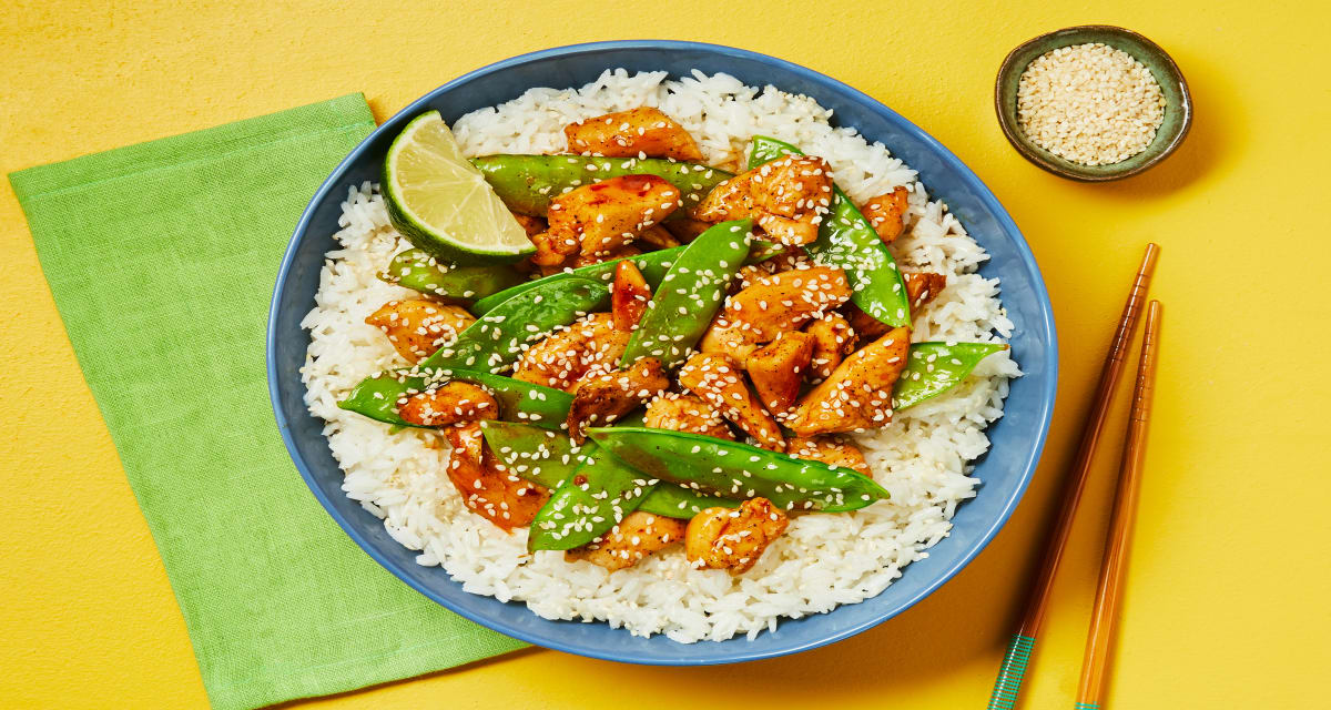 Chicken & Snow Pea Stir-Fry with Jasmine Rice & Sesame Seeds-image