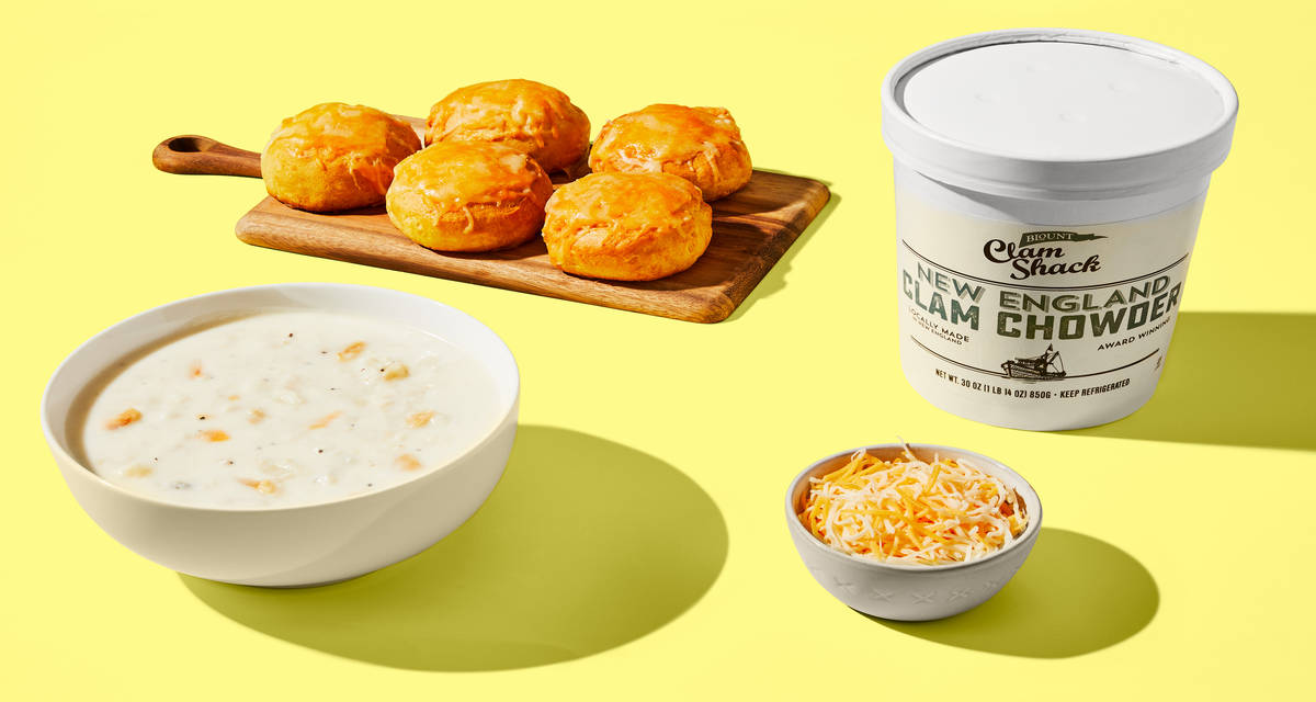 Clam Chowder & Cheesy Buttermilk Biscuits Buy more and save 22% | 3-4 Servings