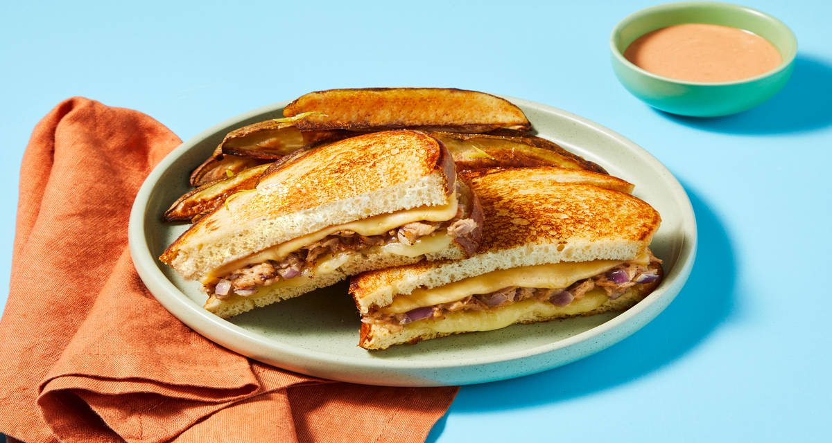 Classic Tuna Melts with Lemon Pepper Potatoes & Special Sauce