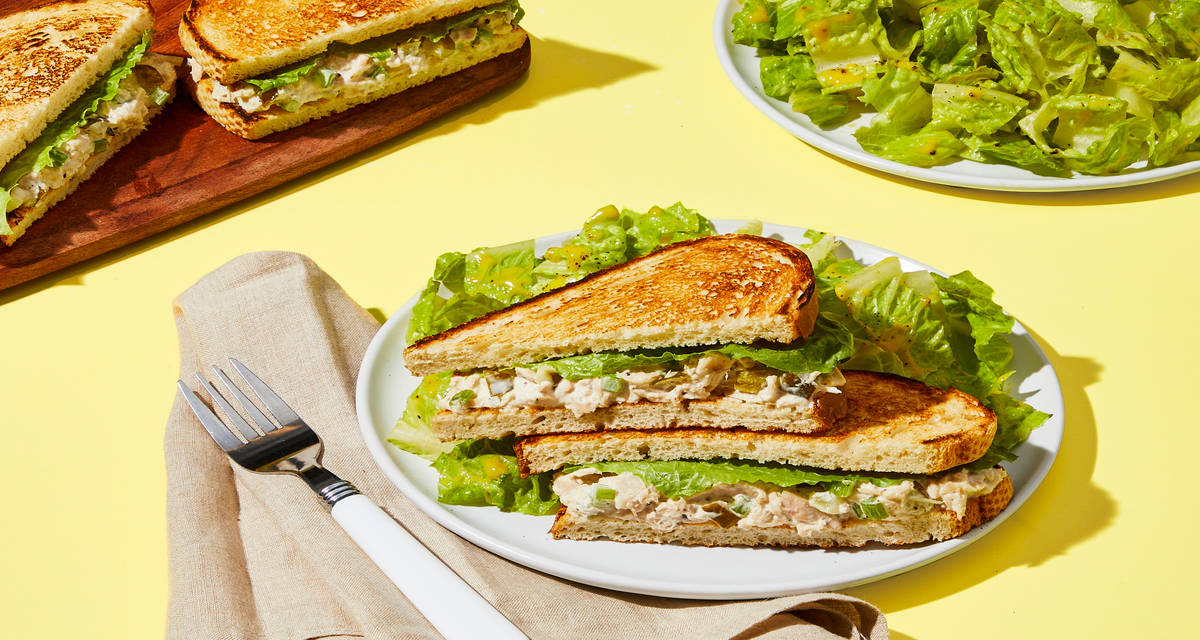 Classic Tuna Sandwiches with Baby Lettuce Salad & Honey Dijon Dressing
