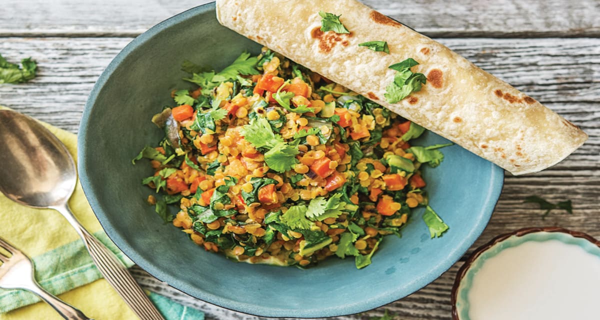 Carrot & Coconut Dahl with Warm Chapati Wraps Recipe | HelloFresh