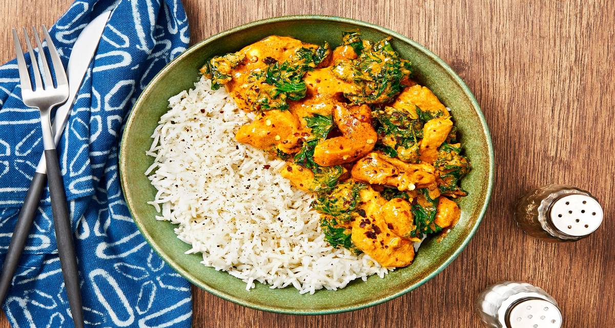 Coconut Curry Chicken with Kale over Basmati Rice