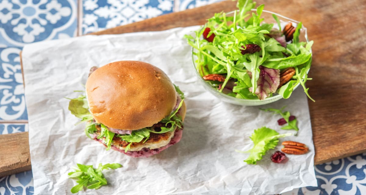 Cranberry Turkey Burgers with Green Salad image