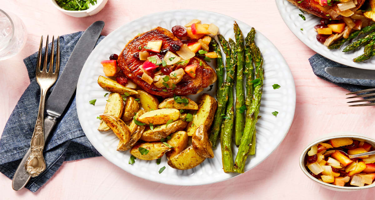 Pork Chops with Apple Cranberry Sauce Recipe HelloFresh