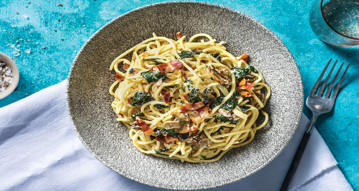 Creamy Bacon and Mushroom Spaghetti Recipe HelloFresh