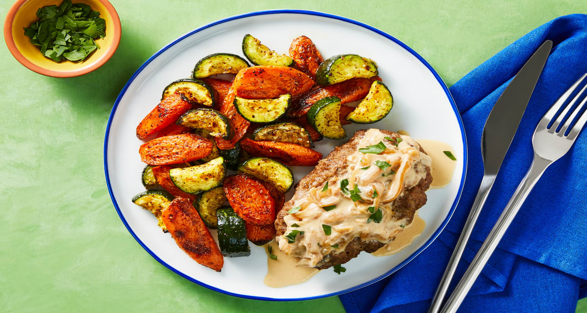 Creamy Caramelized Onion Meatloaves with Sumac Roasted Veggies-image