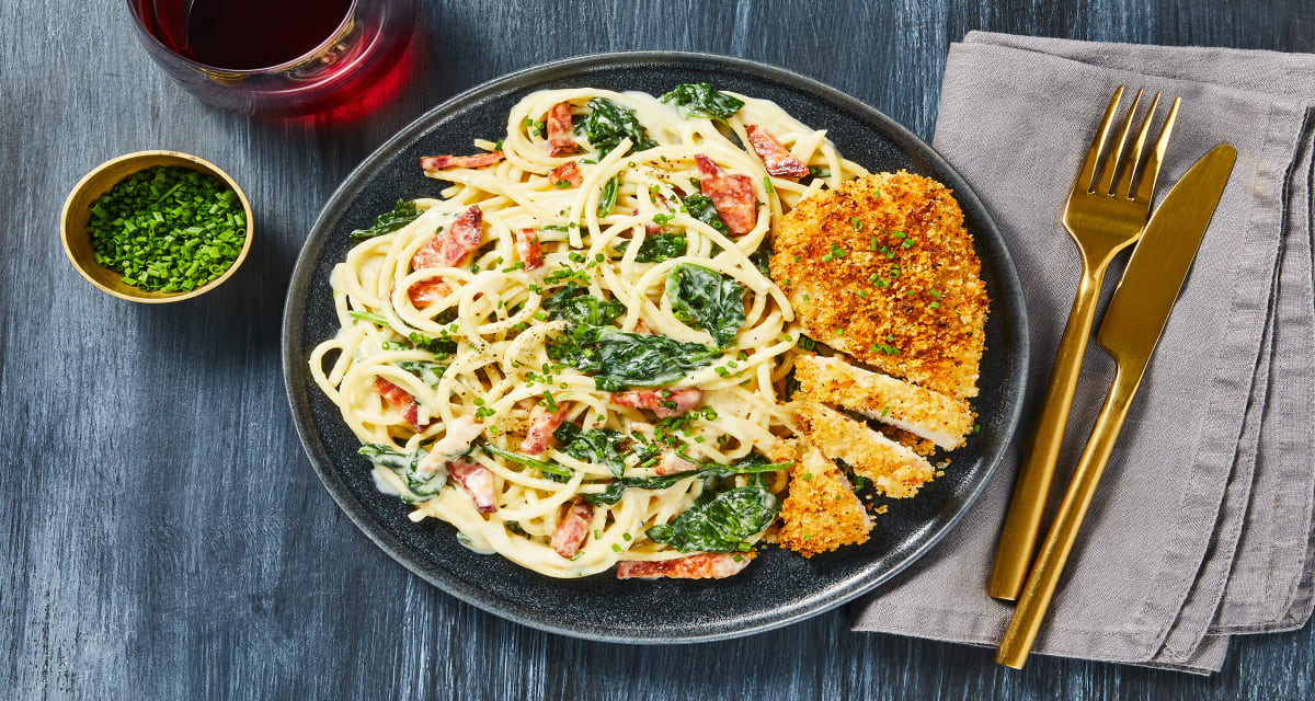 Crispy Chicken & Bacon Alfredo with Spinach, Parmesan & Chives-image