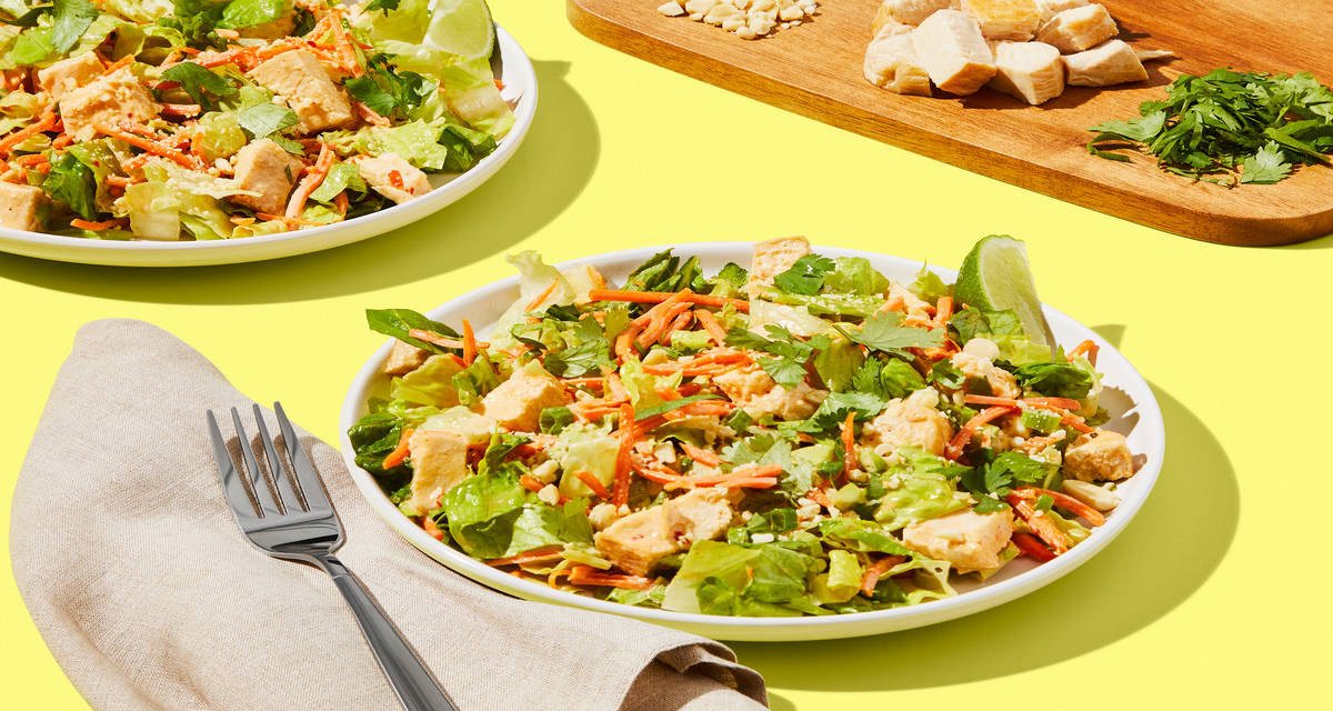 Crunchy Thai Chili-Lime Chicken Salad with Peanuts, Scallions & Cilantro