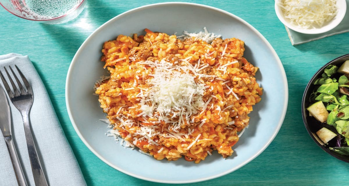Easy Beef Bolognese Risotto with Apple Salad & Parmesan-image