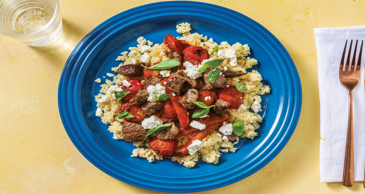 Mediterranean Beef & Tomatoes with Couscous & Fetta Recipe HelloFresh