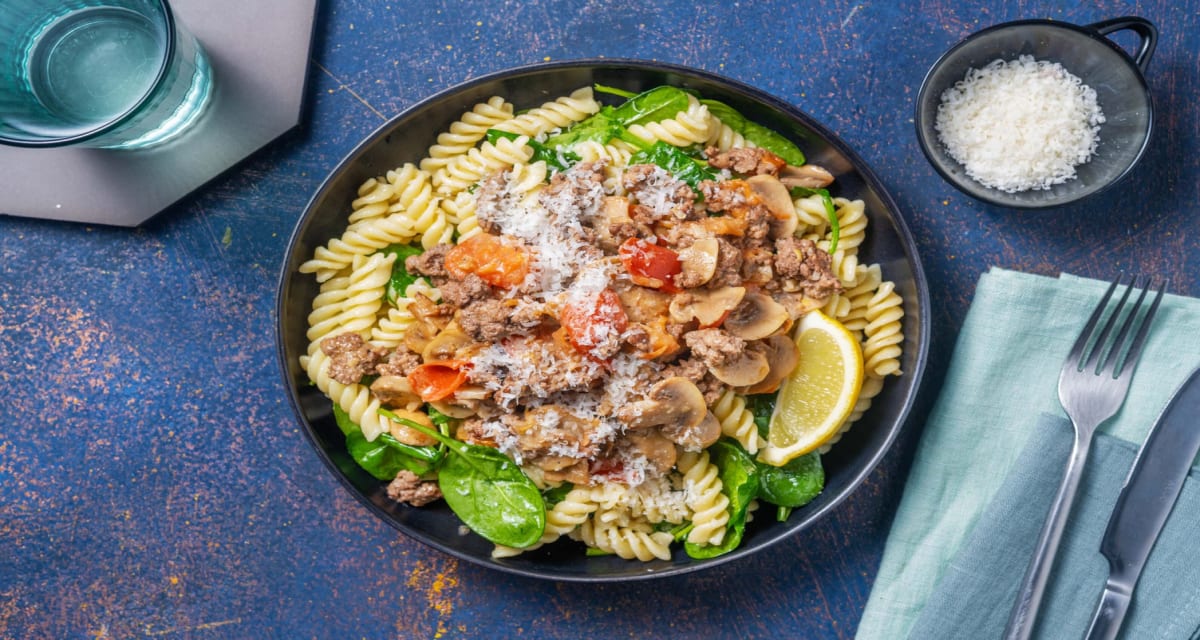 Beefy Sicilian Mushroom Fusilli with Cream Sauce-image