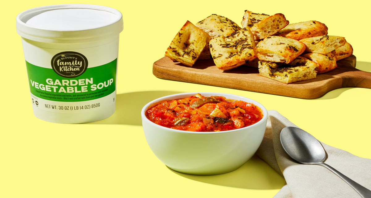 Garden Vegetable Soup + Focaccia 30 oz of a souper combo.