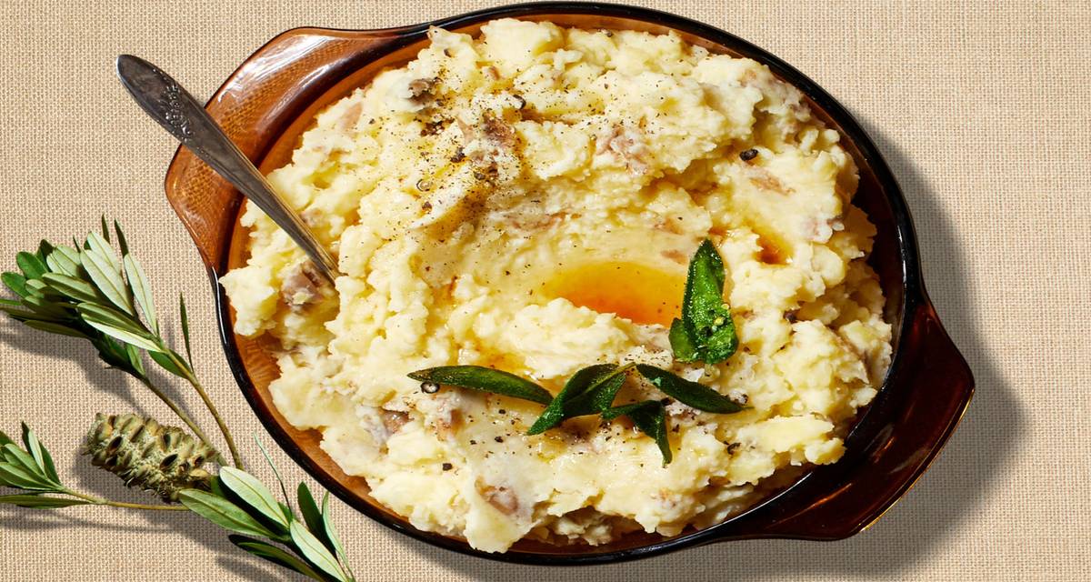 Garlic Mashed Potatoes with Crispy Fried Sage