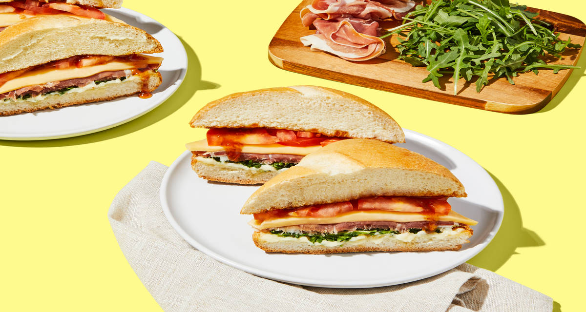 Gouda, Prosciutto & Fig Jam Sandwiches with Tomato & Arugula