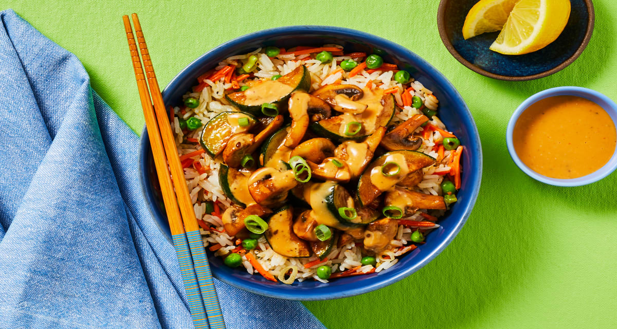 Hibachi-Style Mushroom Stir-Fry with Fried Rice & Yum Yum Sauce-image