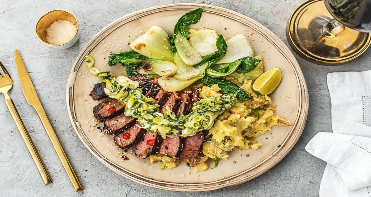 Hoisin Marinated Rib Eye Steak Recipe Hellofresh 