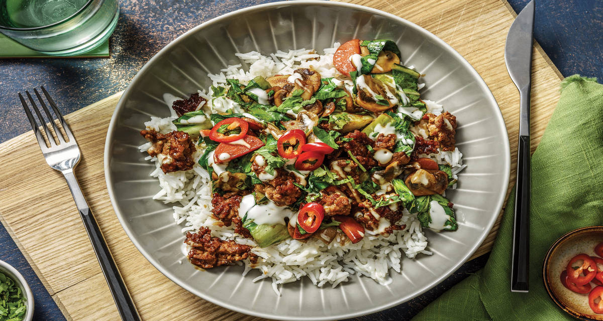 Hoisin Pork & Mushroom Rice Bowl Recipe HelloFresh