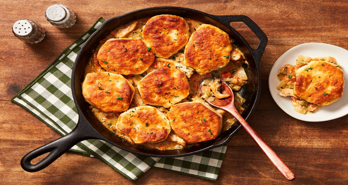 Homestyle Chicken & Biscuit Pot Pie with Carrots, Celery & Fresh Thyme