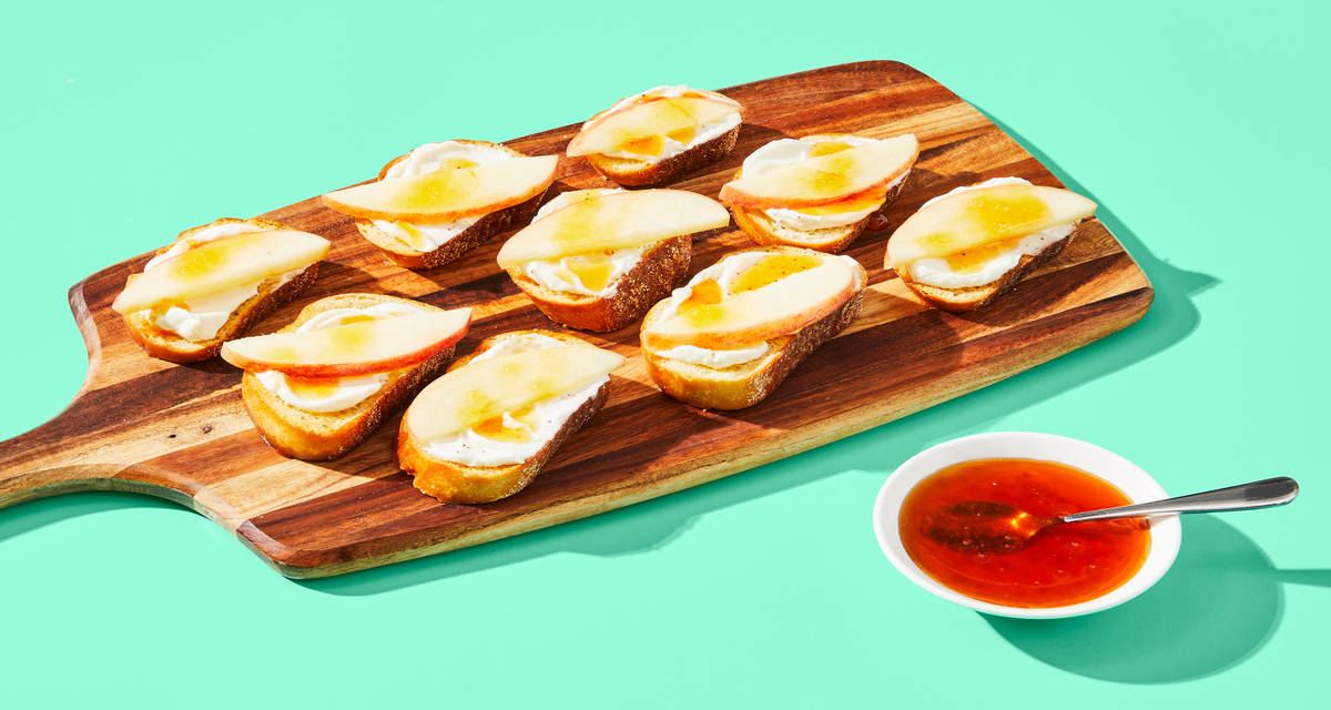 Honey Crème Fraîche & Apple Crostini The best parts of a cheese board– in one bite! | 2-4 Servings