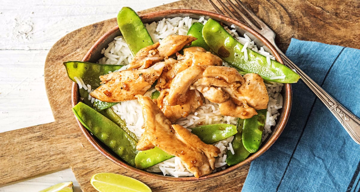 Honey Ginger Glazed Chicken with Snow Peas and Jasmine-image