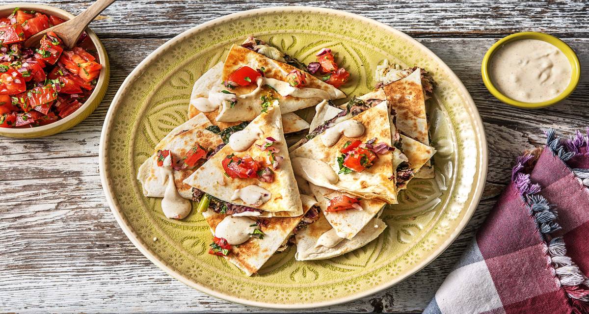 Kale and Black Bean Quesadillas Recipe HelloFresh