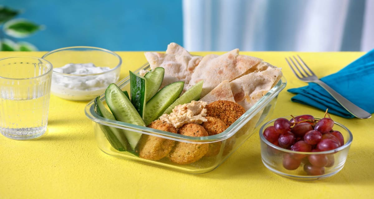 Falafel Hummus and Salad Meal-Prep Bento Boxes