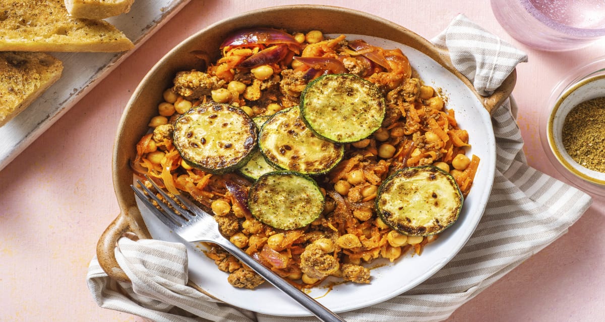 Lamb and Chickpea Stew with Charred Courgettes and Zahtar Ciabatta-image