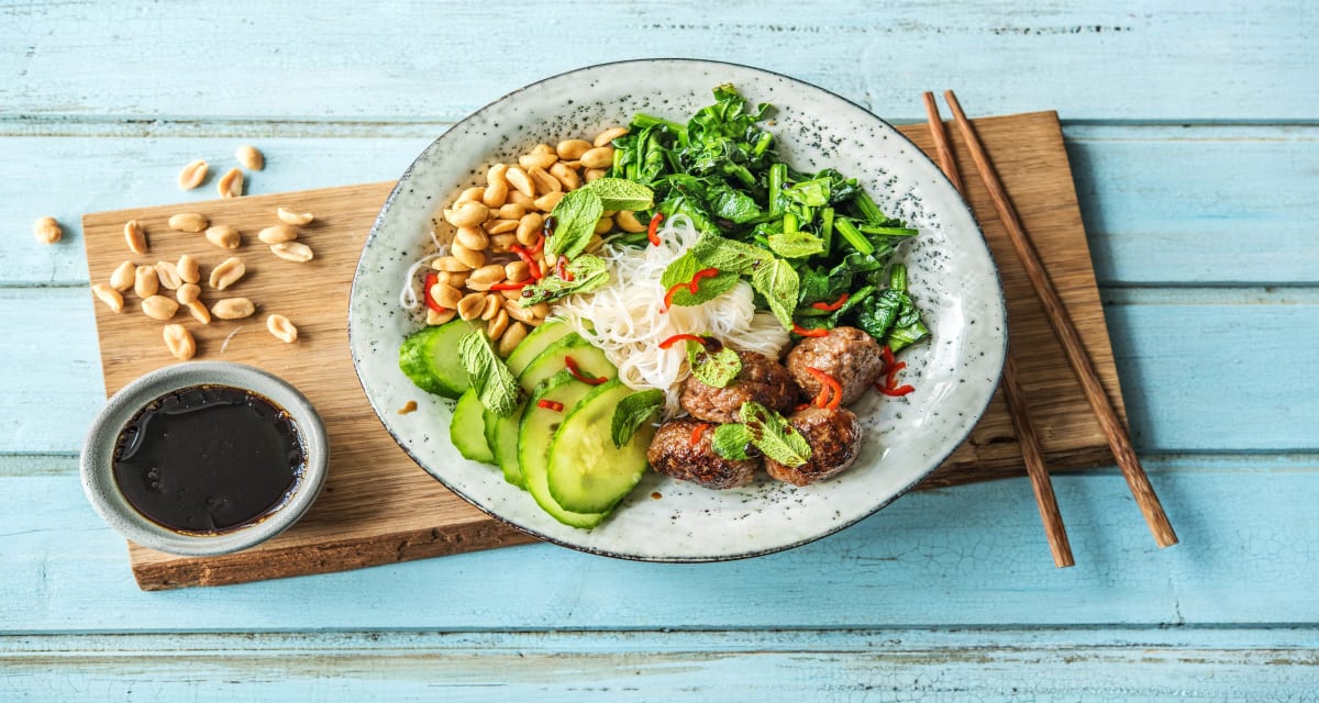Lamb Bun Cha with Cooling Cucumber & Sautéed Asian Greens-image