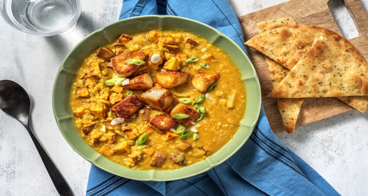 Mango Chutney Halloumi & Sweet Potato Dal Recipe | HelloFresh