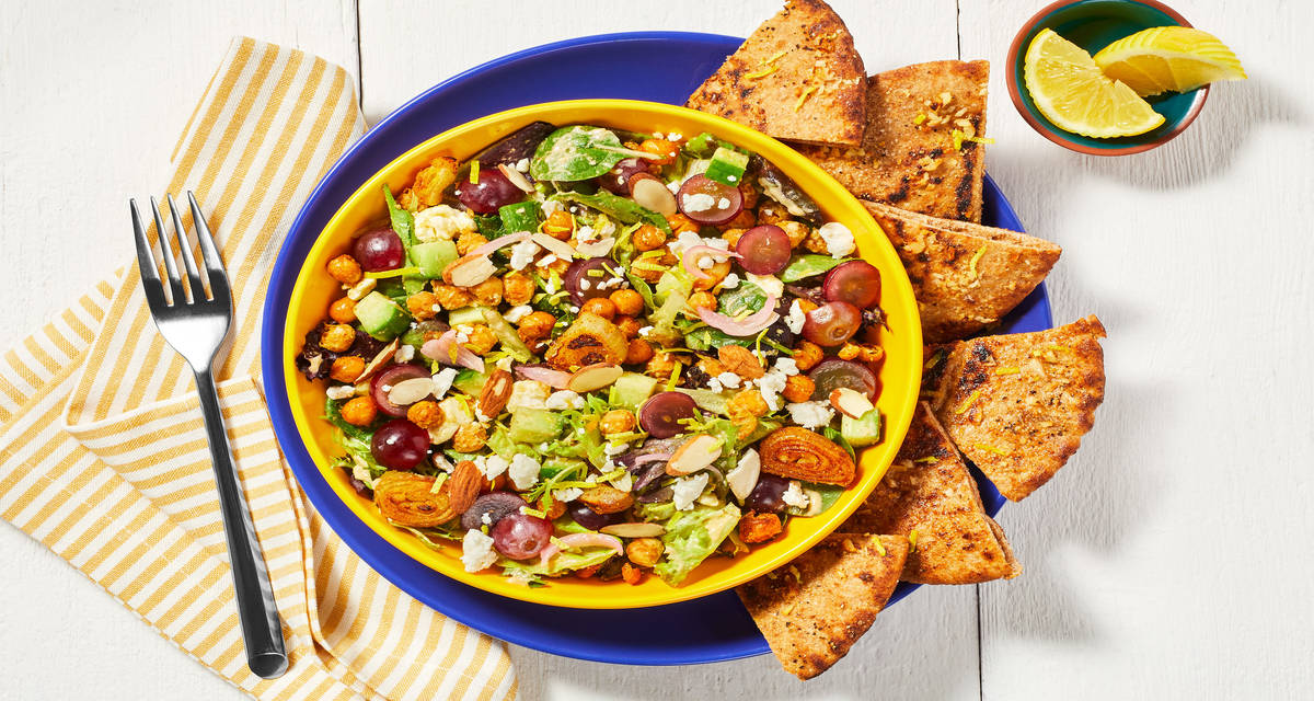 Mediterranean Salad with Lemon Hummus Dressing