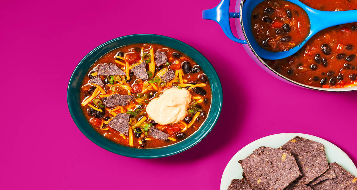 Mexicali Black Bean Soup with the Works