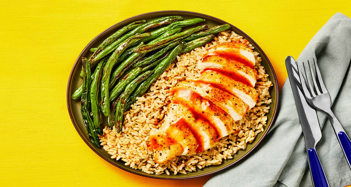 Miso Chili Chicken with Lemongrass Rice & Roasted Green Beans