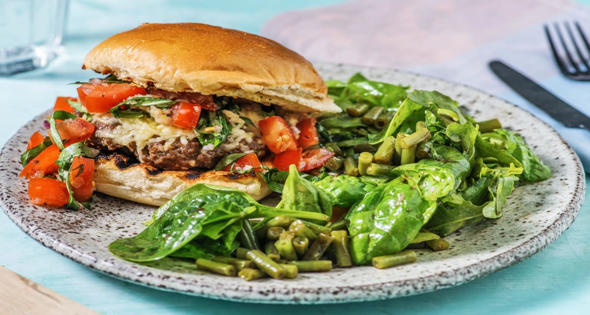 Mozzarella Bruschetta Burgers Recipe Hellofresh