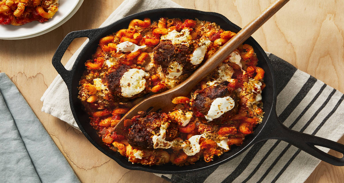 MozzarellaStuffed Meatball Bake Recipe HelloFresh
